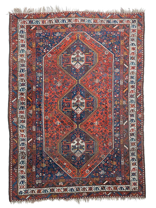 Gorgeous Vintage Rug | Clay, Sunflower Yellow, Deep Indigo | Area Rug in Rugs by The Loom House