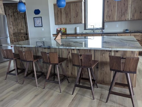 Solid Wood Swivel Bar Stool, Mid-Century Modern Counter Stool, USA made | Chairs by Marco Bogazzi