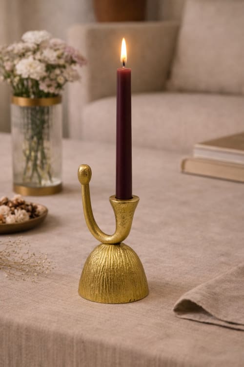 Loop Taper Candle Holder — Gold Finish | Decorative Objects by Raíz Studio