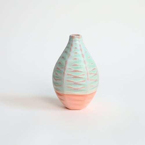 Basalt in Strawberry Pistachio | Vase in Vases & Vessels by by Alejandra Design