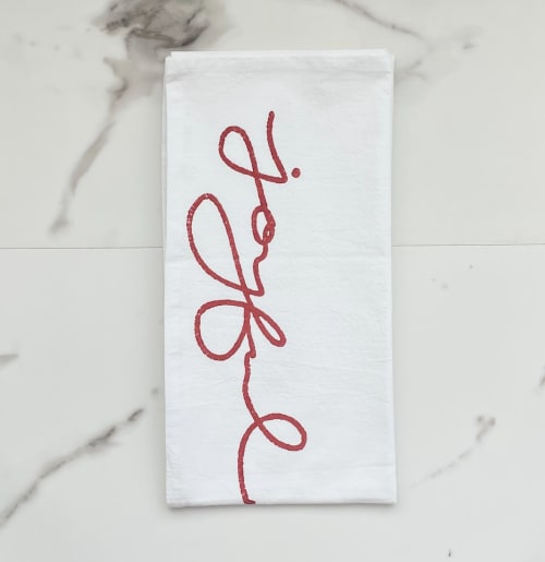 Tea Towel - Joyful, Coral | Linens & Bedding by Mended