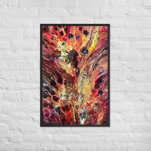 Framed Print - Phoenix - Fluid Abstract Red Gold Fire | Work by Eman's Gallery