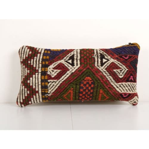 Lumbar Cicim Pillow Cover, Bedroom Decor -Small Jajim Pillow | Cushion in Pillows by Vintage Pillows Store
