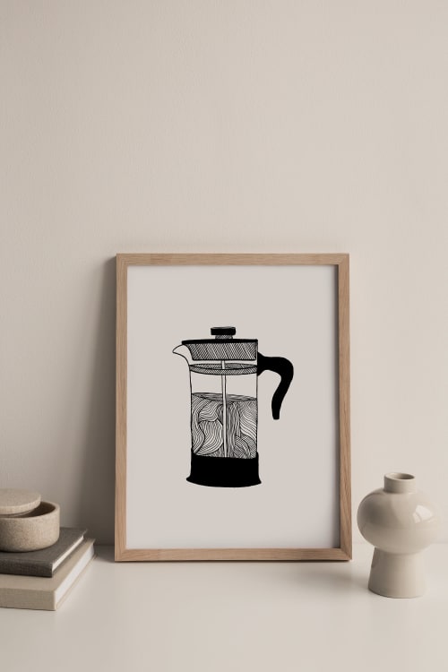 Coffee Art Print, Cafetiere Illustration, Pour Over Coffee | Wall Hangings by Carissa Tanton