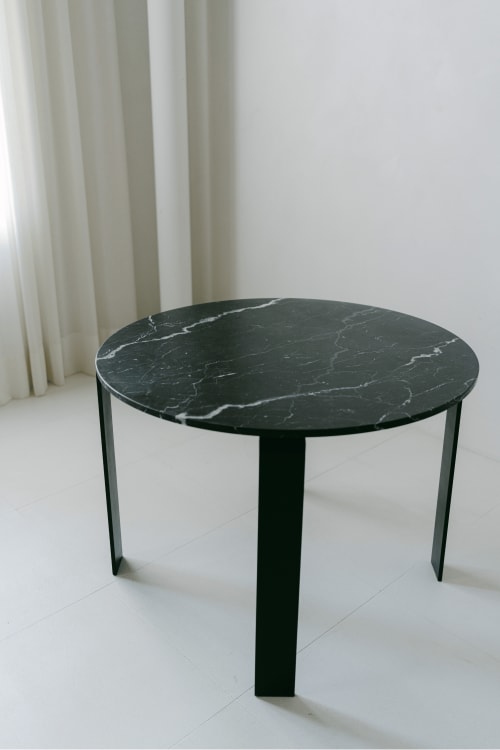 Nero Marquina Marble Round Table | Tables by District Loom