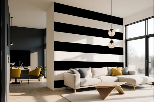 Black & White Horizontal Stripes — Classic Stripes Luxury Wallpaper Mural | Wall Treatments by ELLE WALLS