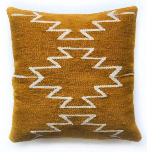 Yellow Cleo Handwoven Wool Decorative Throw Pillow Cover | Pillows by Mumo Toronto