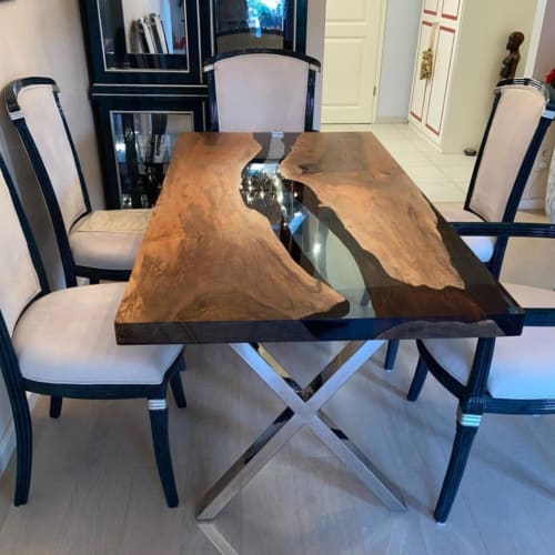 Custom Made Epoxy Table with Clear Resin | Dining Table in Tables by Ironscustomwood