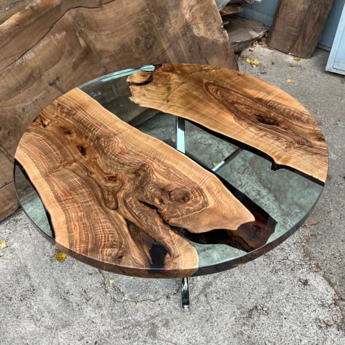 Round Epoxy Wood Dining Table | Tables by Ironscustomwood