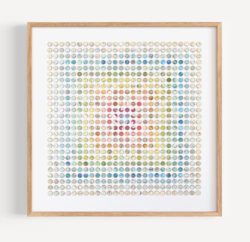 Six Hundred and Seventy Six Rainbow Map Dots Concentric Squares | Collage in Paintings by Amelia Coward
