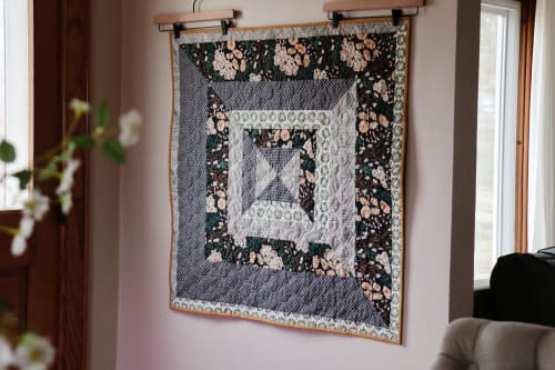 Modern Handmade Baby Quilt - Blue Floral Squares | Linens & Bedding by Hazel Oak Farms