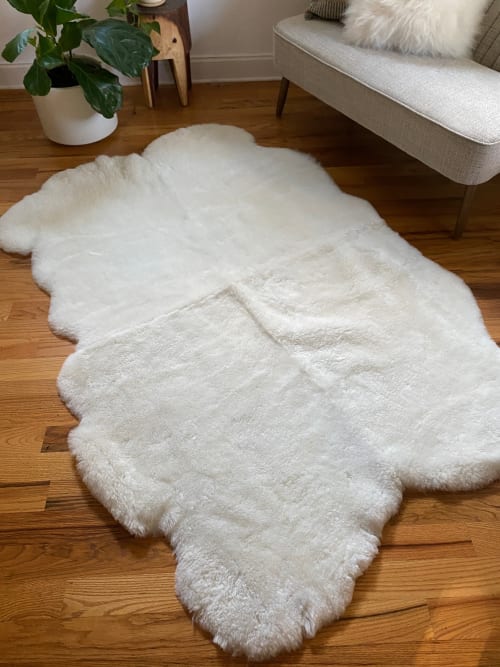 Sacred Spaces Collection: Extra Cuddly White Shorn Sheepskin | Area Rug in Rugs by East Perry