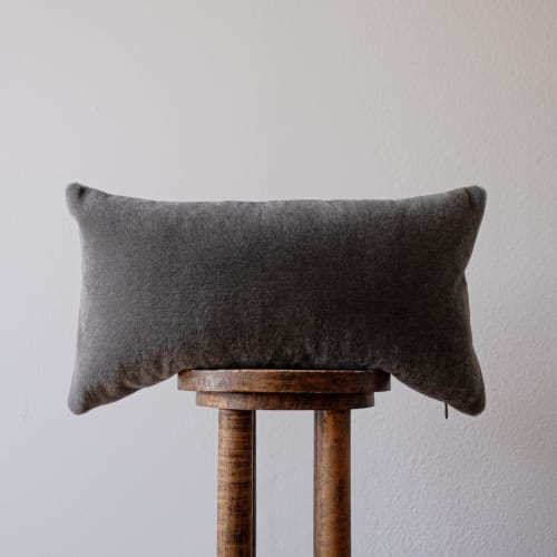 Charcoal Grey Mohair Lumbar Pillow 13x24 | Pillows by Vantage Design