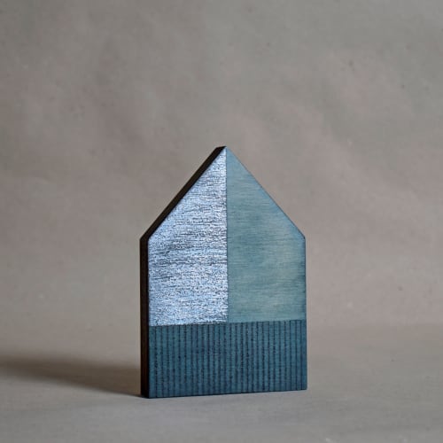 Wooden House - Blue/Silver No.9 | Sculptures by Susan Laughton Artist