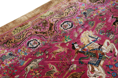Rug & Kilim’s Modern Classics Pictorial Rug in Red, Brown, Pink Tones | Rugs by Rug and Kilim