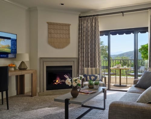 Wave Block Print Fringe Wall Hanging in Taupe | Wall Hangings by Julia Canright | Ojai Valley Inn in Ojai