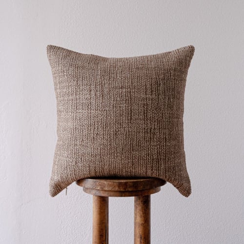 Nubby Brown Wool Woven Herringbone Pillow 20x20 | Pillows by Vantage Design
