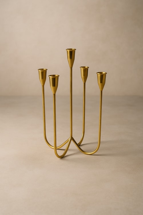 Stem Sculptural Five-Light Candelabrum | Gold Finish | Decorative Objects by Raíz Studio