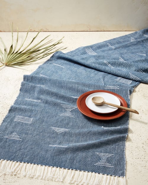 Shapes Runner - Blue | Table Runner in Linens & Bedding by MINNA