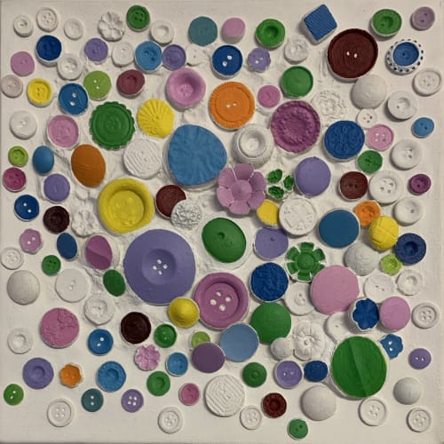 Button Box 10" x 10" | Mixed Media in Paintings by Emeline Tate