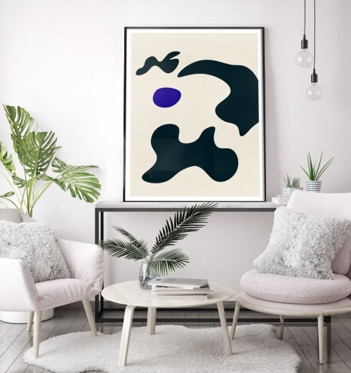 Modern Abstract print with colorful cut-out biomorphic shape | Prints by Capricorn Press