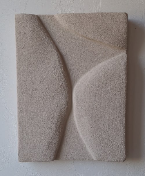 Modern Beige 3D Painting: Textured Relief Wall Art (16x24 in) | Wall Hangings by Vaiva Art Atelier