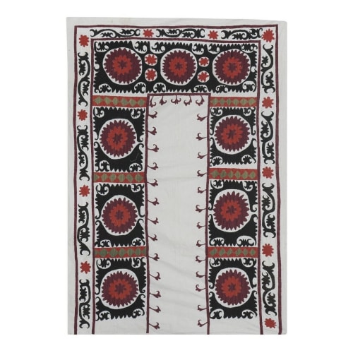 Traditional Suzani Black Tapestry -  Central Asian Uzbek | Wall Hangings by Vintage Pillows Store