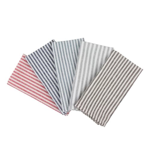 Set of 12 Striped Linen Cotton Napkins | Linens & Bedding by Kevin Francis Design