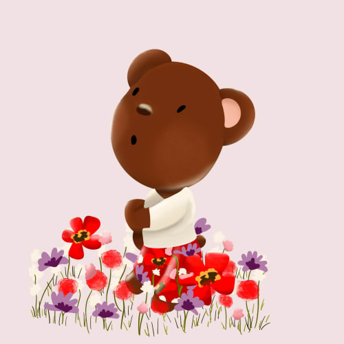 Bear in Flowers | Paintings by $NP Designs