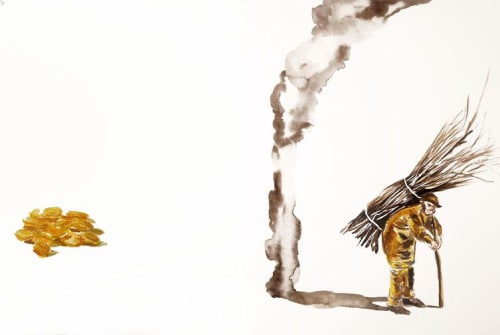 A prayer in the forest | Watercolor Painting in Paintings by Eric Farache Artist