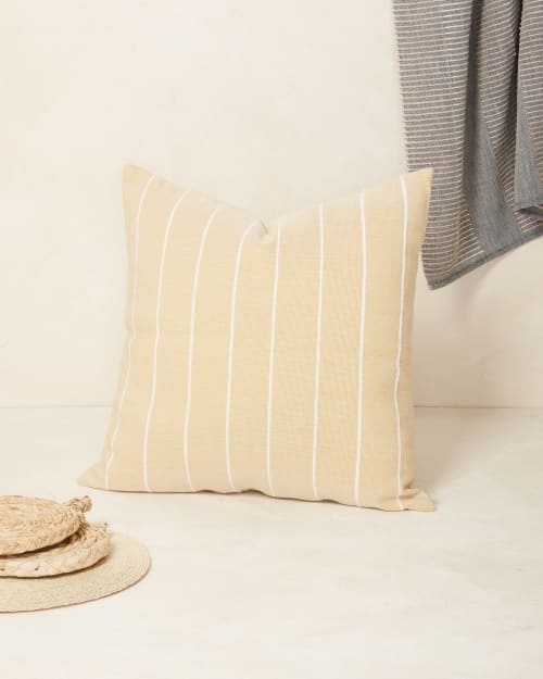Recycled Stripe Pillow - Lemon | Pillows by MINNA