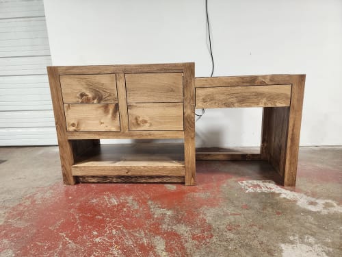 Custom Single Sink Vanity With Make Up Area | Countertop in Furniture by Limitless Woodworking