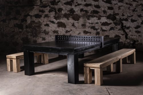 Black Oak and Teak, Dining / Ping Pong Table & Benches | Tables by NO AGE FURNITURE STUDIO