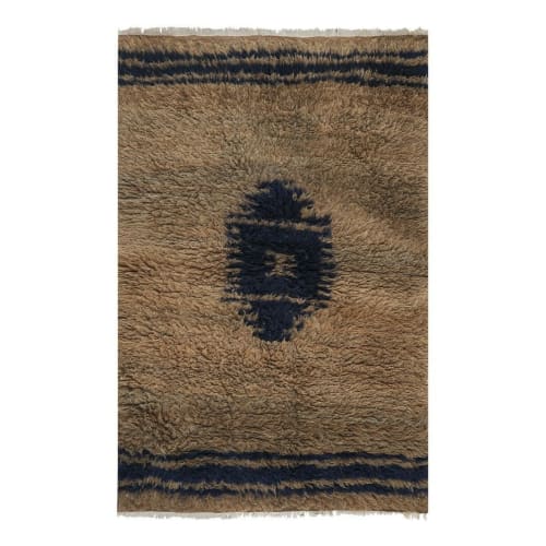 1960s Organic Wool Turkish Camel Tulu Shaggy Rug 3'8" X 5'6" | Rugs by Vintage Pillows Store