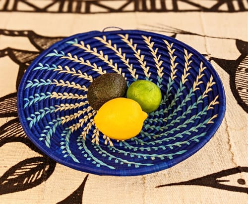 Large Blue Woven African Basket | Serveware by Reflektion Design