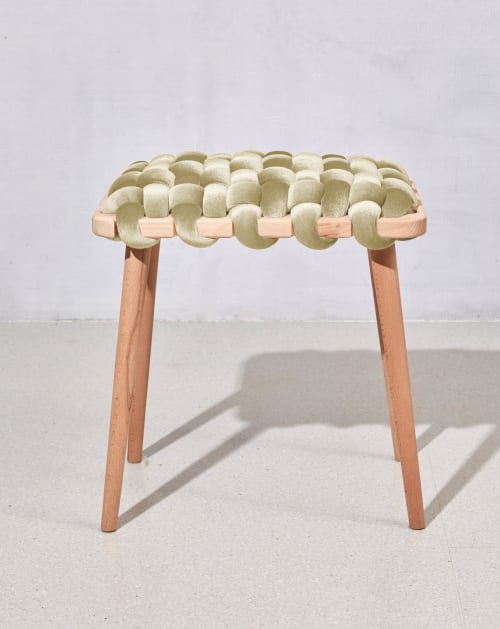 Champagne Velvet Woven Stool | Chairs by Knots Studio