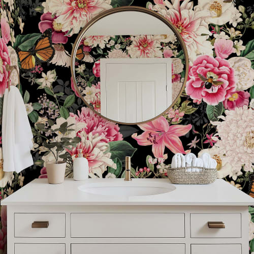 Floral Fantasy Blooms & Butterflies — Bold Florals Luxury Wallpaper Mural | Wall Treatments by ELLE WALLS