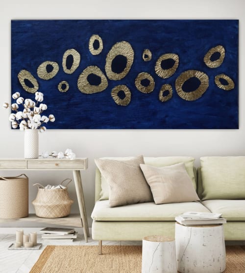 Gold abstract minimalist painting golden abstract 3d | Oil And Acrylic Painting in Paintings by Berez Art