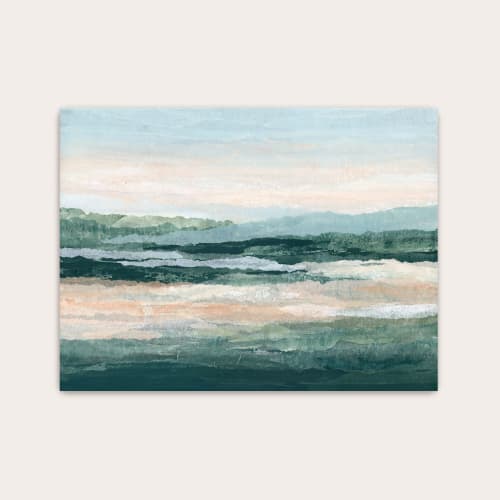 Teal Tidelands Art Print - Abstract Coastal Landscape | Paintings by Lara E