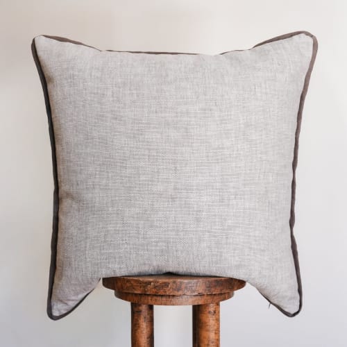 Natural Cream Linen with Dark Linen Flange Pillow 24x24 | Pillows by Vantage Design