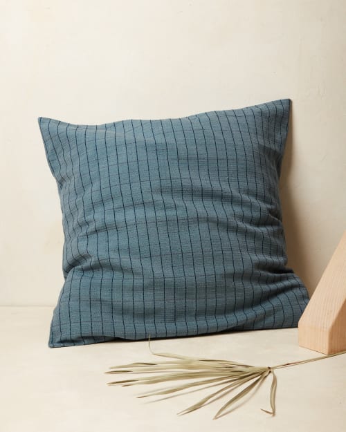 Grid Euro Sham - Blue | Pillows by MINNA