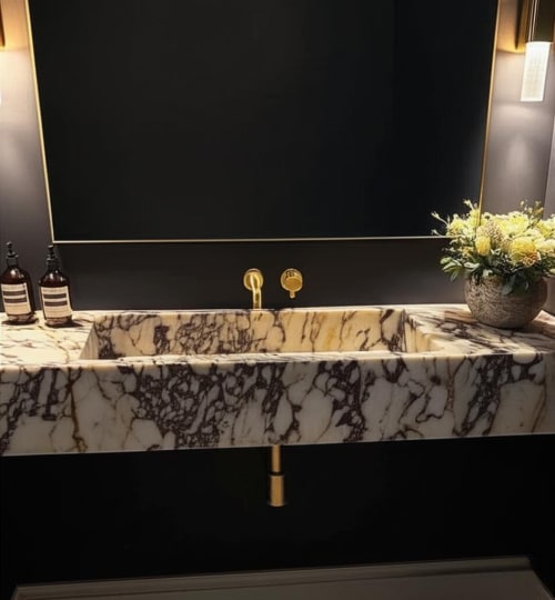 Modern -Minimalist Design Calacatta Viola Marble Sink :A Unique Work of Art for Your Bathroom | Water Fixtures by AYMARBLEDESIGN LLC