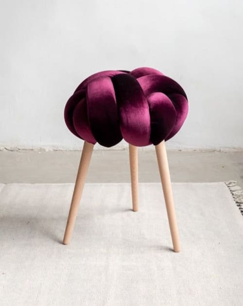 Purple Velvet Knot Stool | Chairs by Knots Studio