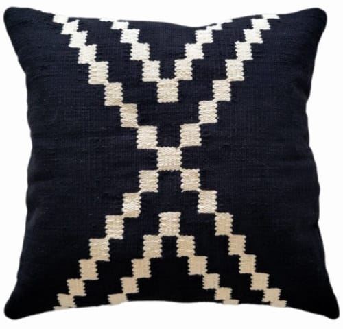 Black Maria Handwoven Cotton Decorative Throw Pillow Cover | Cushion in Pillows by Mumo Toronto