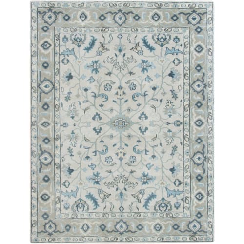 Lucerne Blue Wool Handknotted Rug | Area Rug in Rugs by Organic Weave Shop