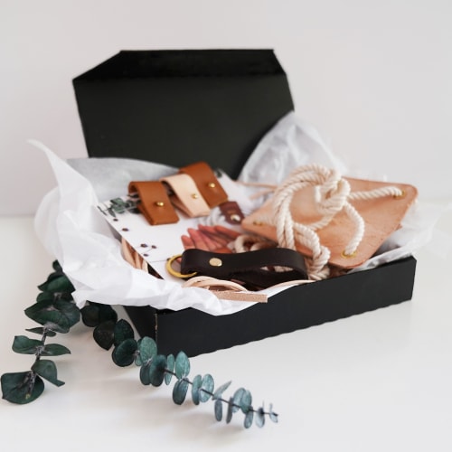 Mystery Box | Strap in Storage by Keyaiira | leather + fiber | Artist Studio in Santa Rosa
