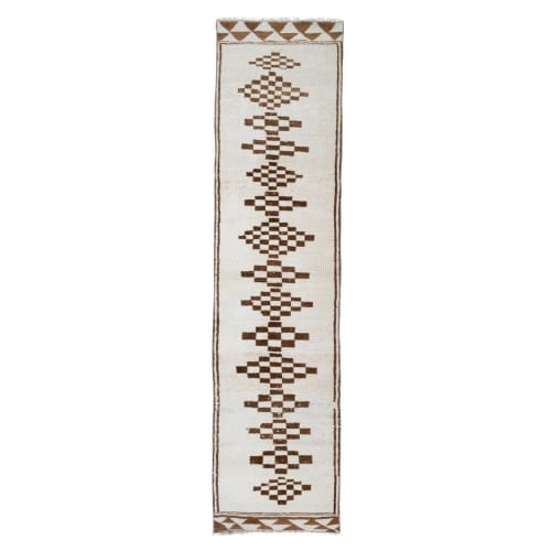 Hand-Knotted Kurdish Undyed Wool Runner Rug 2'9" X 11'1" | Rugs by Vintage Pillows Store