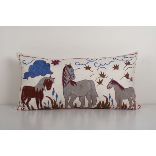 Tashkent Suzani Animal Pictorial Bedding Pillow Case Made fr | Pillows by Vintage Pillows Store