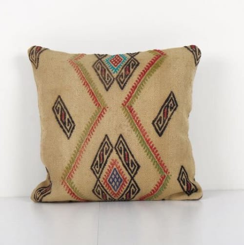 Handmade Decorative Sand Kilim Pillow, Kilim Cushion Cover, | Pillows by Vintage Pillows Store