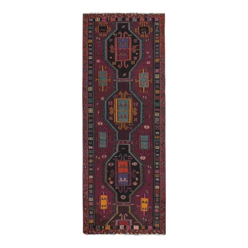 Handwoven Vintage Oversize Kars Kilim Rug in Red and Yellow